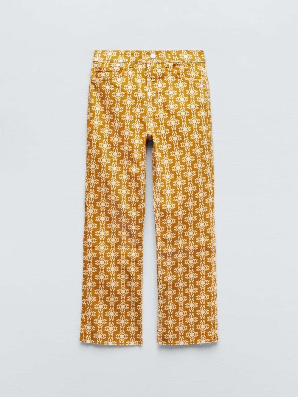 Zara The Dreed Flare Cropped Printed Jeans (US14)